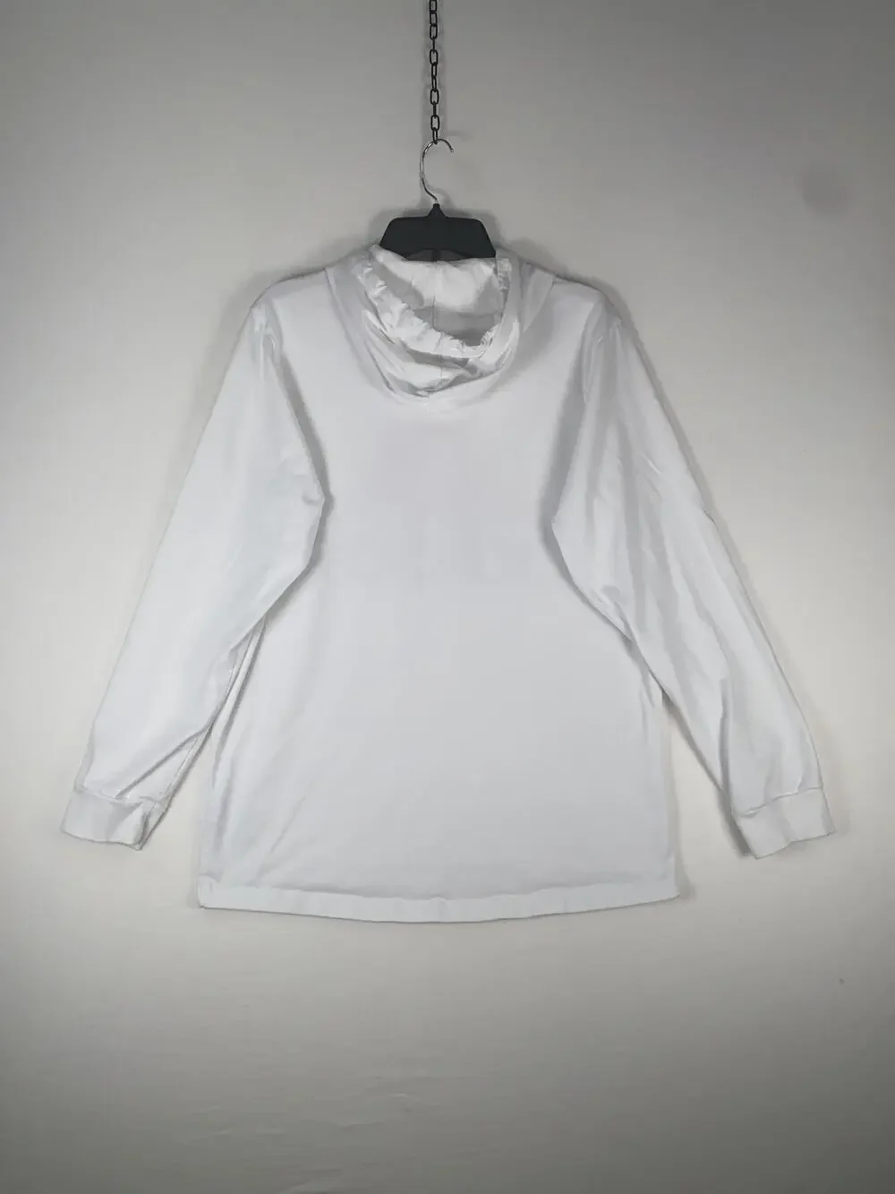 Adidas Hoodie Mens Large White Lightweight Jersey Logo Pullover Sweatshirt